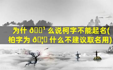 为什 🌹 么说柯字不能起名(柏字为 🦊 什么不建议取名用)